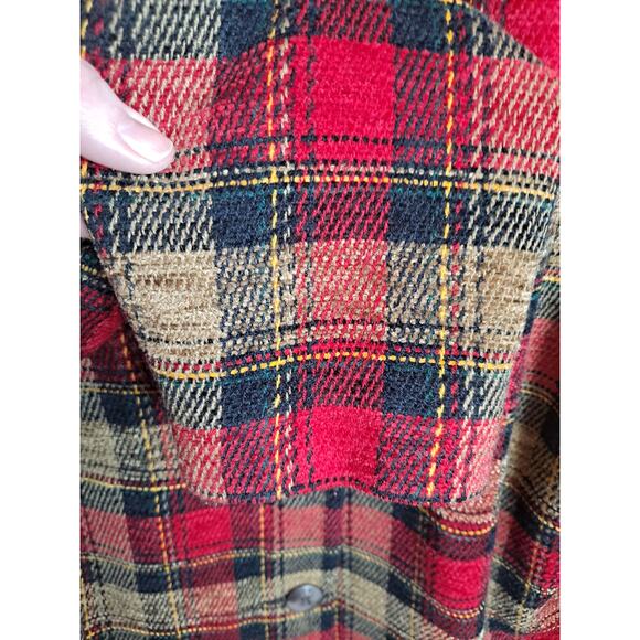 Sag Harbor Women’s Red & Tan Plaid Tweed Button Front Blazer Jacket Size 14 - Picture 6 of 7